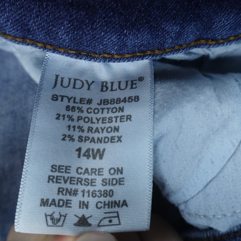 Judy Blue Jeans Womens 14W Dark Denim Pants Relaxed High Rise Preppy Stretch - Picture 8 of 12